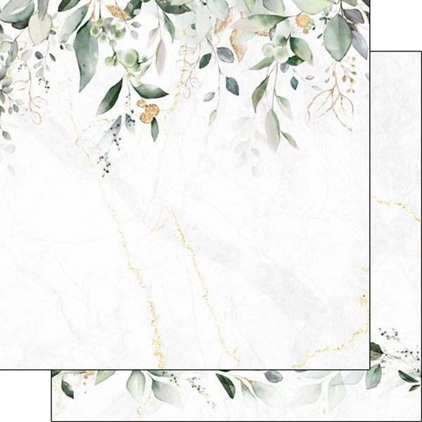 Scrapbook Customs, Gold Marble & Eucalyptus Paper