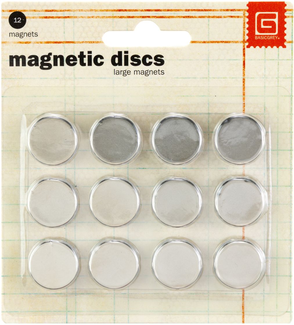 Basic Grey, Large Craft Magnets 12 per pkg