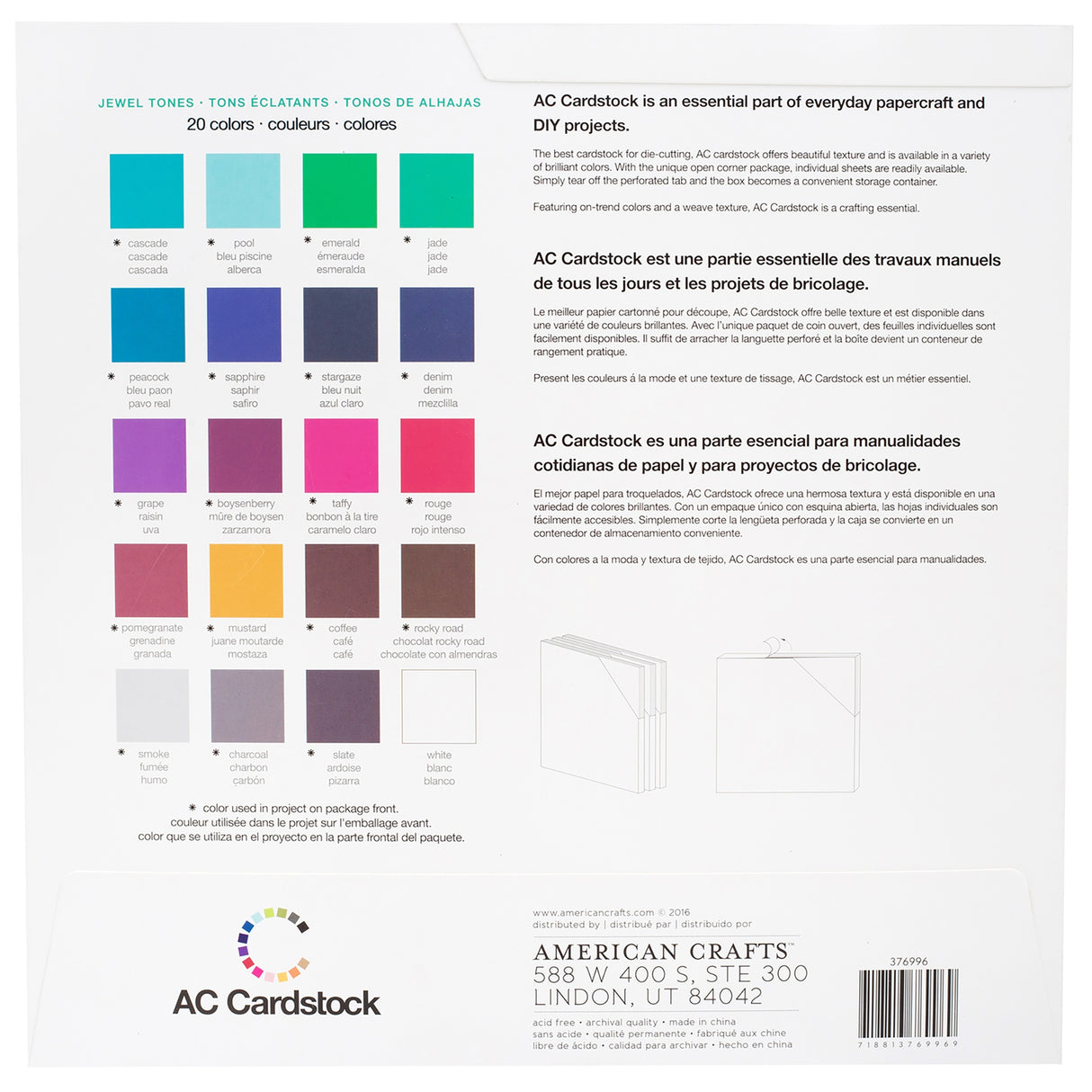 American Crafts - 12x12 Textured Cardstock - Jewel