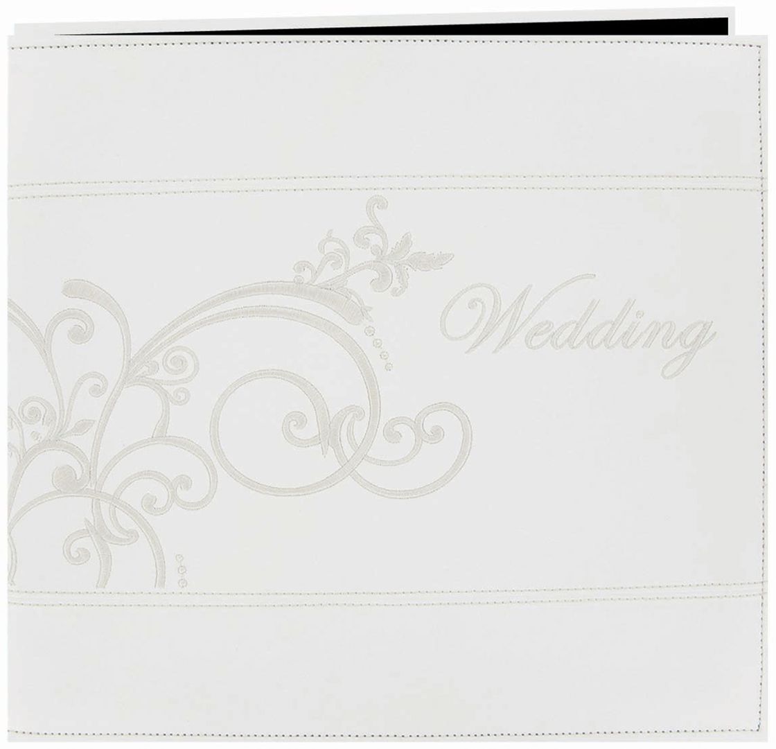 Pioneer, 12x12 Post Bound Album, White Leatherette Embroidered