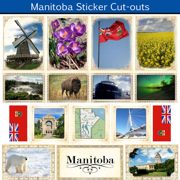 Scrapbook Customs,Canada, Manitoba Sightseeing Sticker Cut Outs