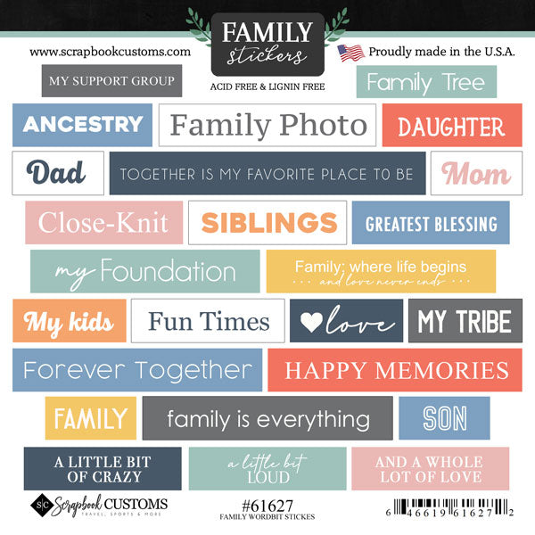 Scrapbook Customs, Family Word bits Sticker
