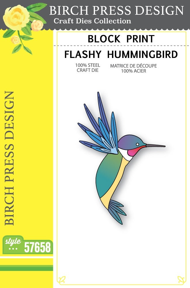 Birch Press Designs, Dies, Block Print Flashy Hummingbird