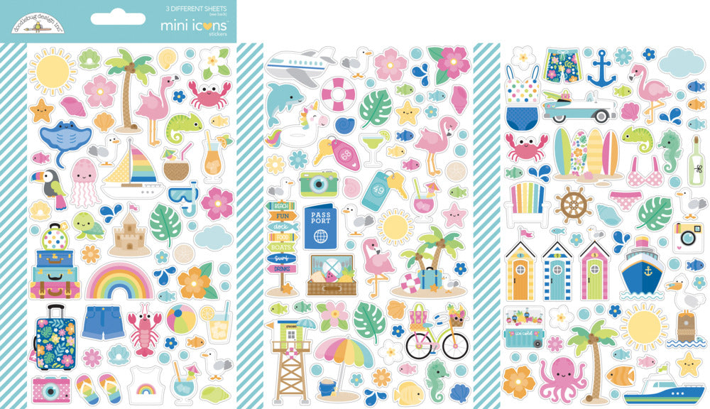 Doodlebug, Summer Fun Mini Icons Sticker Sheets