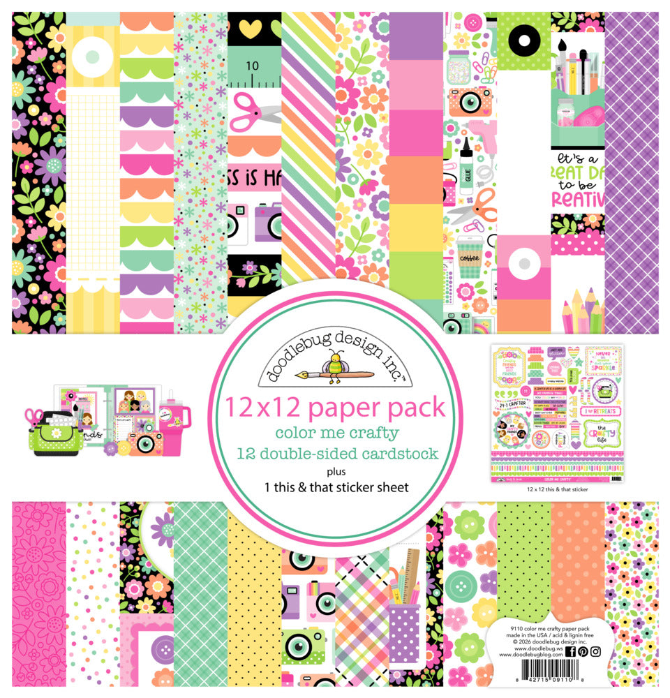 Doodlebug, 12X12 Paper Pack, Color Me Crafty