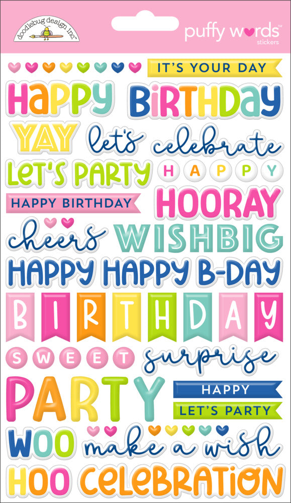 Doodlebug, Cupcakes & Candles, Puffy Word Stickers Pre-order