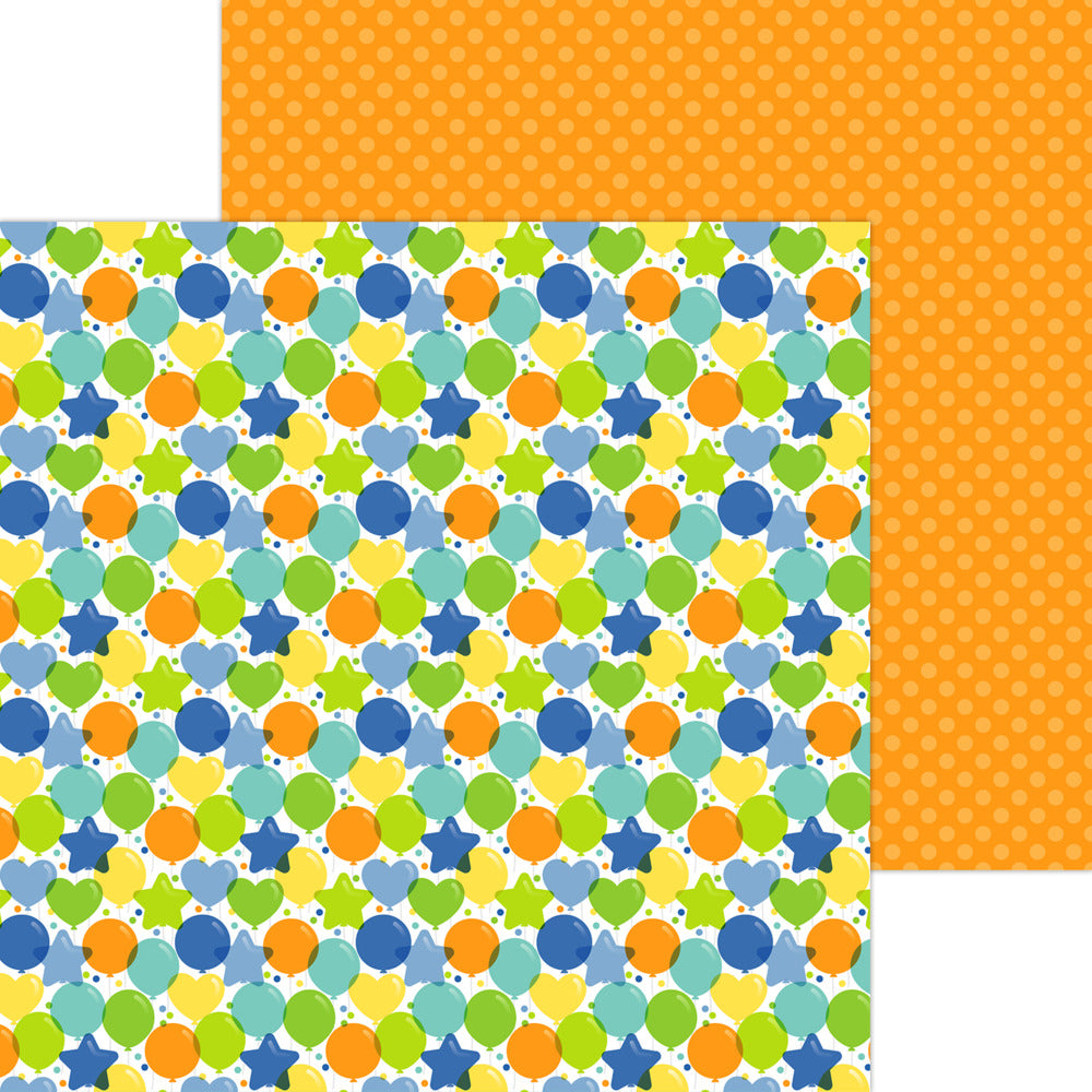 Doodlebug, 12X12 Patterned Paper, Balloons & Banners - Birthday Balloons