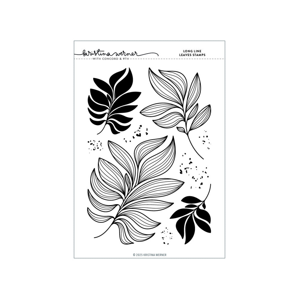 Concord & 9th, Kristina Werner, Clear Stamp & Stencil, Long Line Leaves