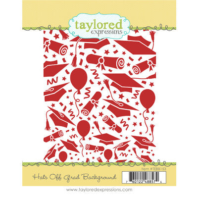 Taylored Expressions, Hats off Grad Background Stamp