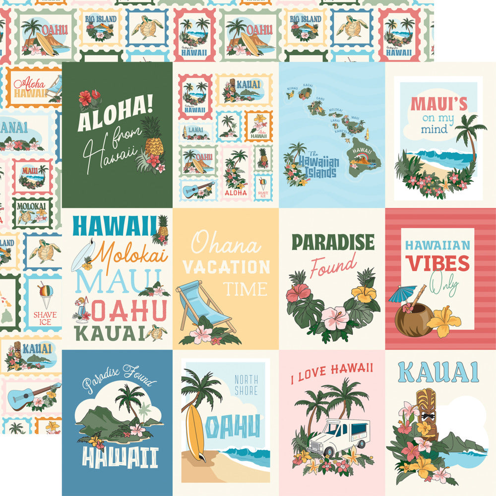 Echo Park, Carta Bella, 12X12 Patterned Paper, Hawaii - 3x4 Journaling Cards