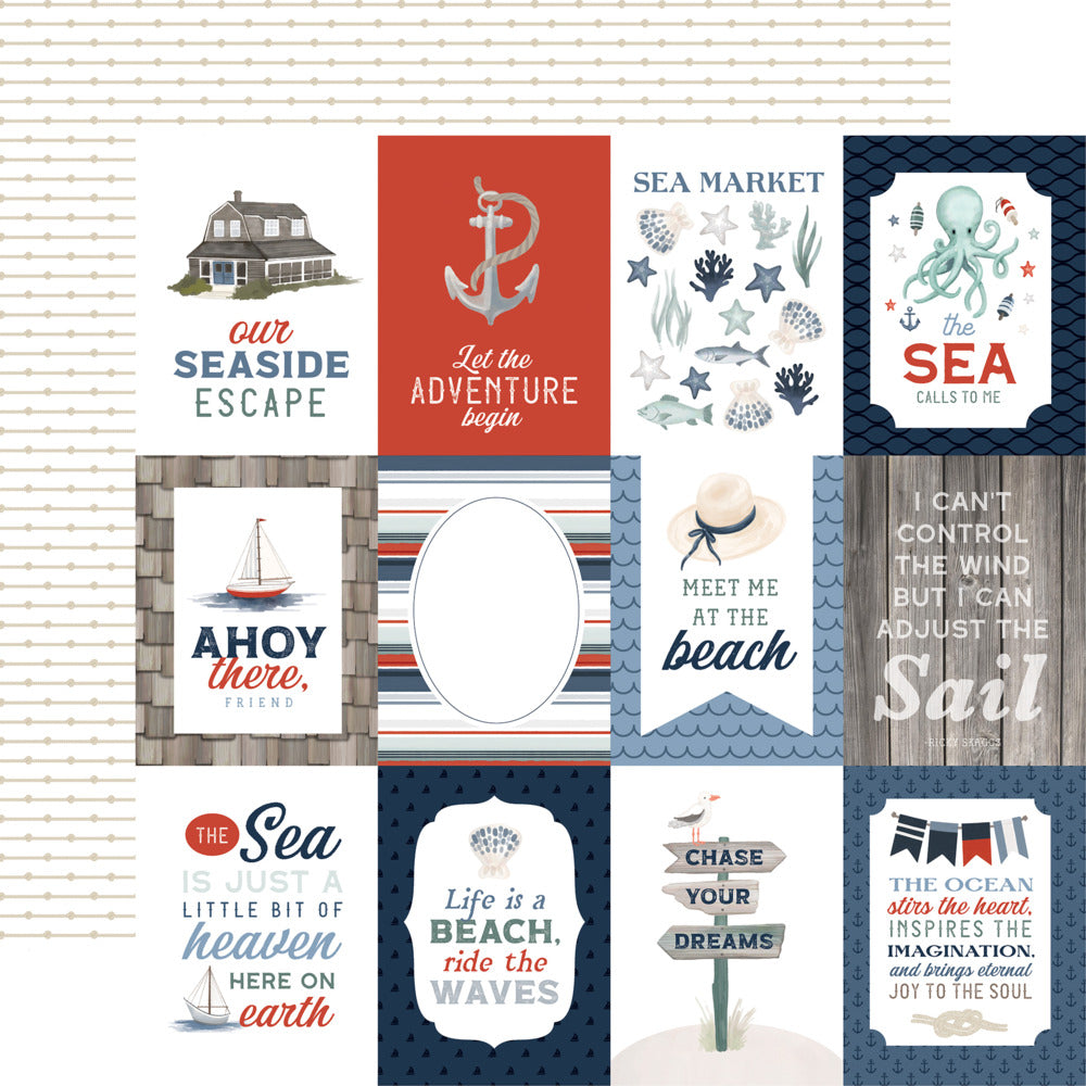 Echo Park, Seashore, 3x4 Journaling Cards