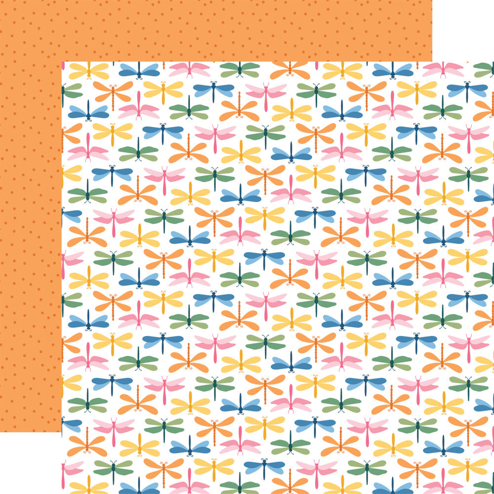 Echo Park, 12X12 Patterned Paper, Dragonfly - Colorful Bugs