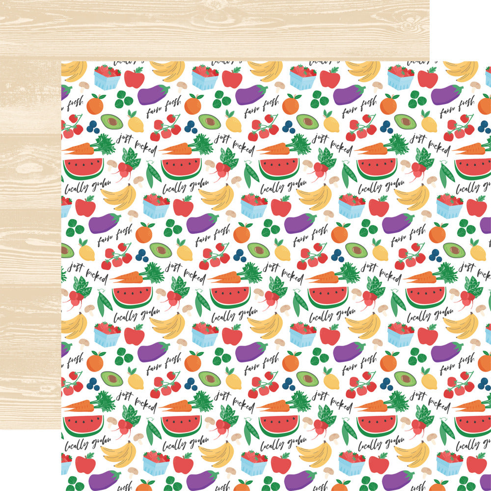 Echo Park, 12X12 Patterned Paper, Freshly Picked - Farm Fresh Produce