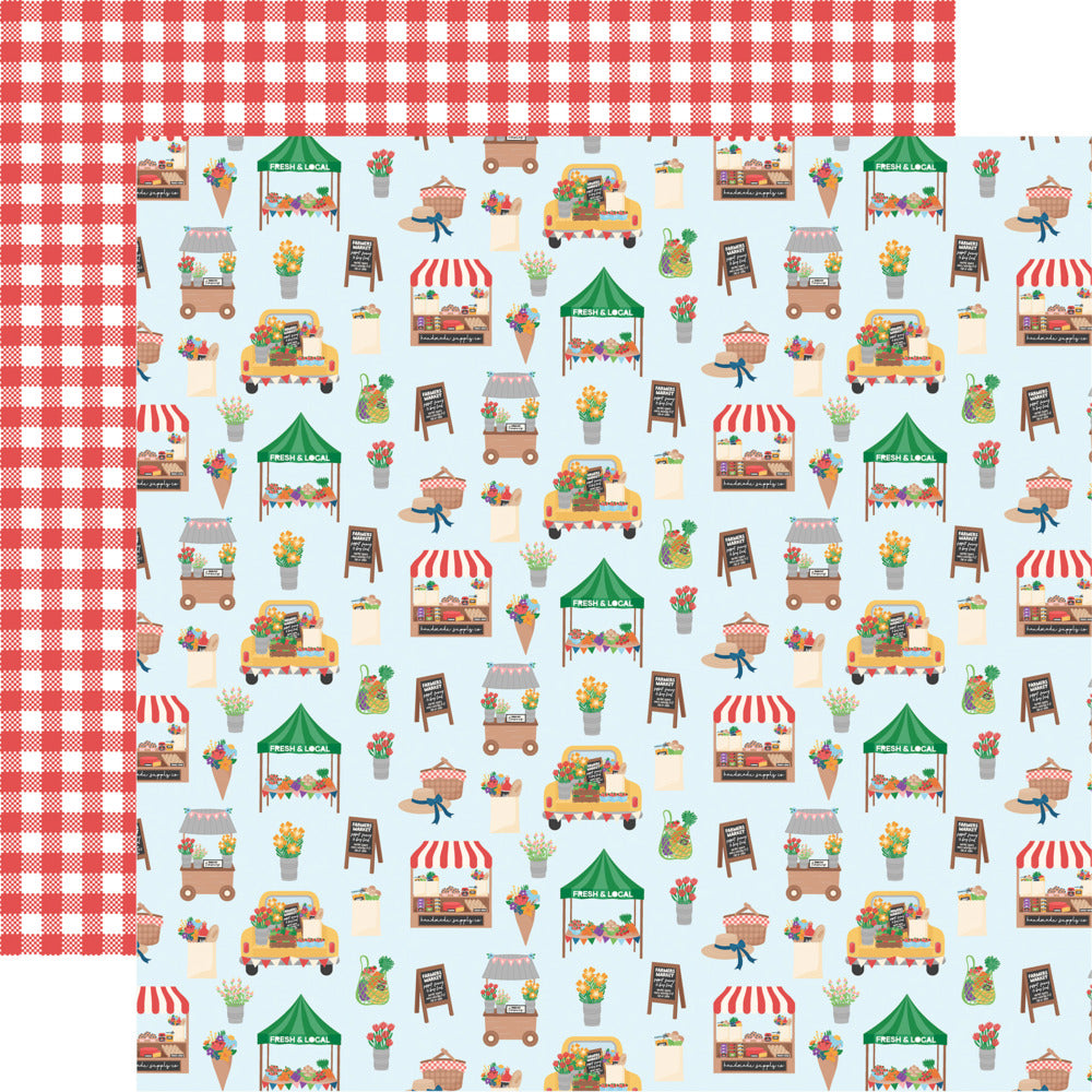 Echo Park, 12X12 Patterned Paper, Freshly Picked - Farmer's Market