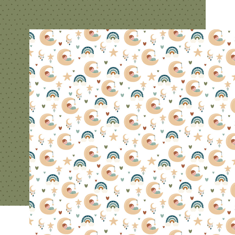 Echo Park, 12X12 Patterned Paper, Special Delivery Baby Boy - Sleepy Baby Boy