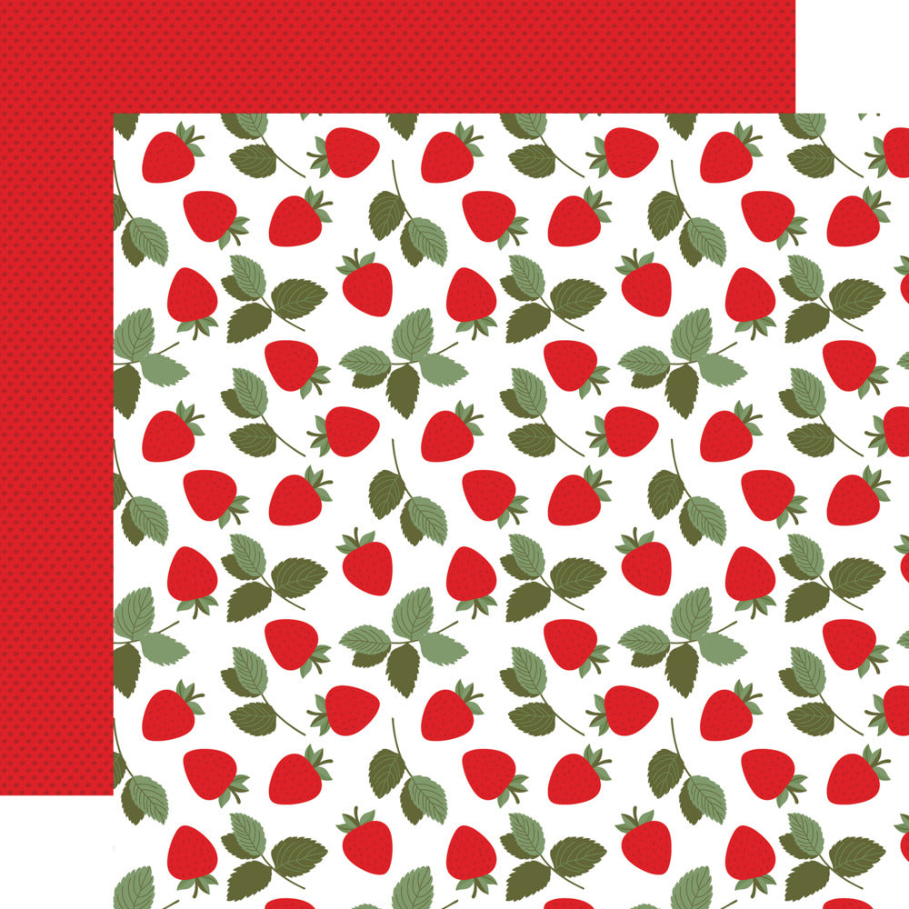 Echo Park, 12X12 Patterned Paper, Strawberry Fields - Strawberry Patch
