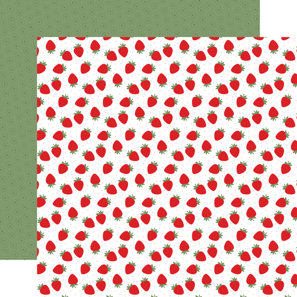Echo Park, 12X12 Patterned Paper, Strawberry Fields - Berries And Cream