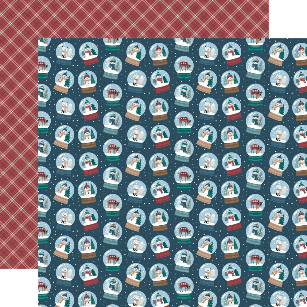 Echo Park, 12X12 Patterned Paper, Wonderful Winter Days - Snowman Snowglobes