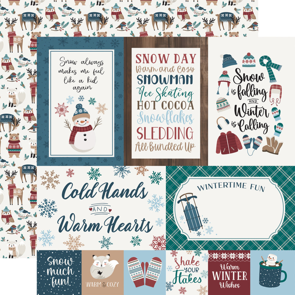 Echo Park, 12X12 Patterned Paper, Wonderful Winter Days - Winter Journaling Cards