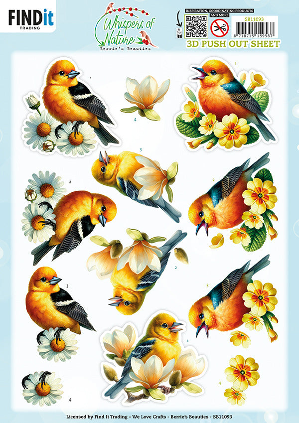 Berries Beauties, 3D Push Out Sheet, Whispers of Nature - Yellow SB11093