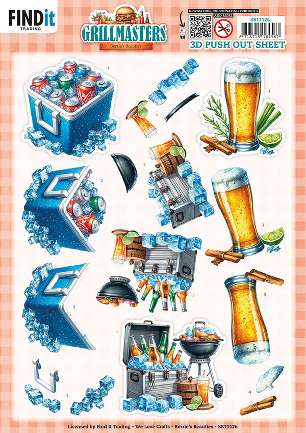 Find It, Berries Beauties 3D Push Out Sheet, Grillmasters - BBQ & Brews SB11126
