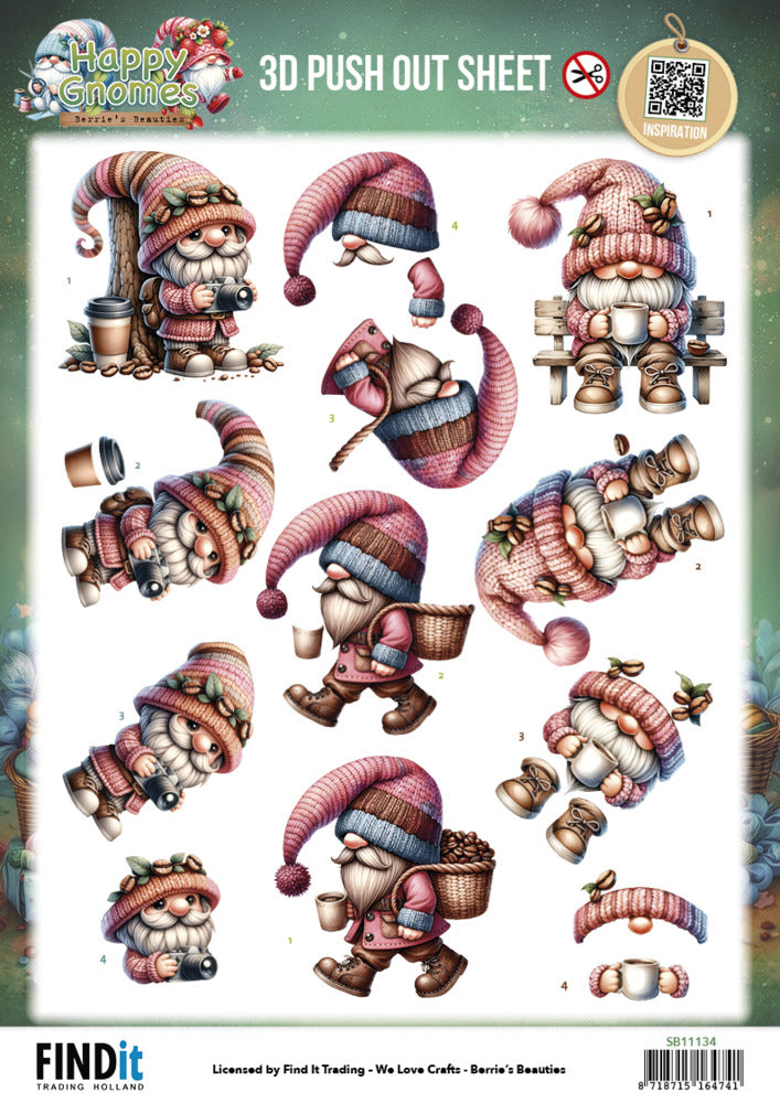 Find it, 3D Push out Sheet, Happy Gnomes Coffee & Clicks, Pre-order