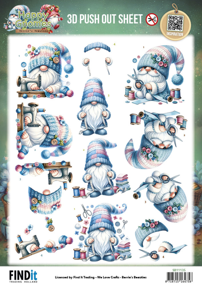 Find It, 3D Push Out Sheet, Happy Gnomes - Sew Much Love Pre-order