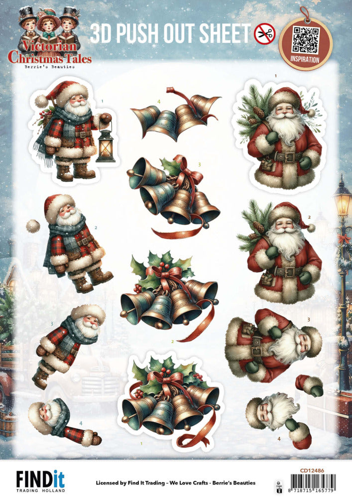 Find It Trading, 3D Push Out Sheet, Victorian Christmas Tales - Timeless Christmas Bells SB11140