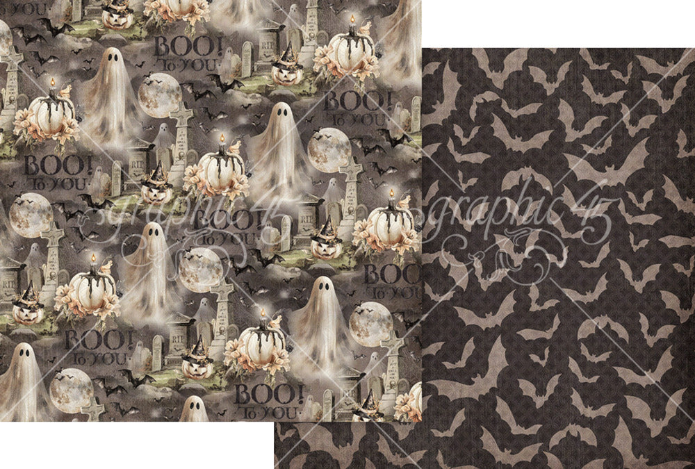 Graphic 45, 12X12 Patterned Paper, Ghostly Greetings - Boo to You