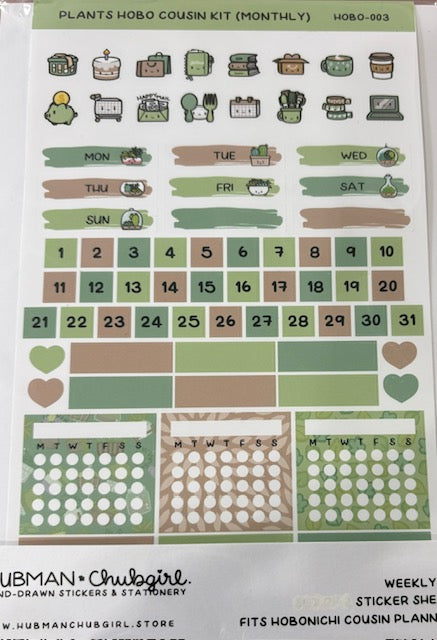 Hubman & Chubgirl Stationary, Hobo Cousin Plants Sticker Sheet