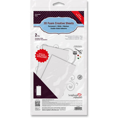 Scrapbook Adhesives, 3D Foam Permanent Sheets-White
