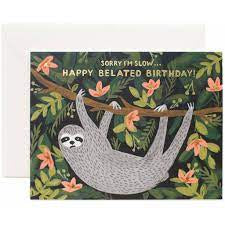 Rifle Paper Co. Blank Cards & Matching Envelope Sloth Belated Birthday