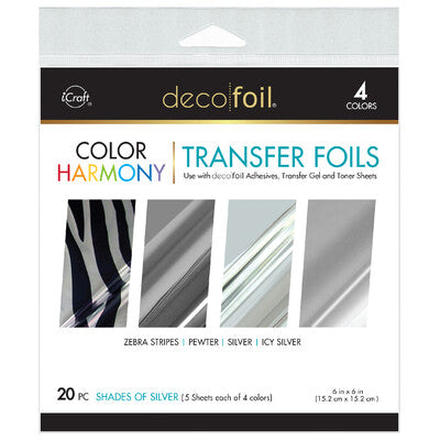 Deco Foil, Color Harmony, Transfer Foil Sheets: Shades of Silver