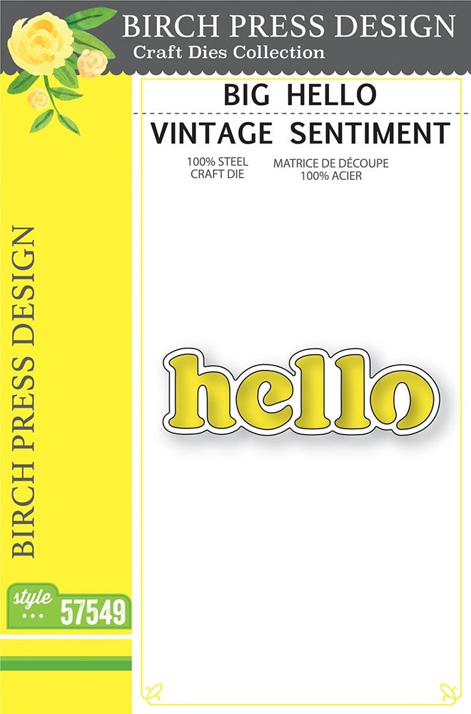 Memory Box, Big Hello Vintage Sentiment Die Cut