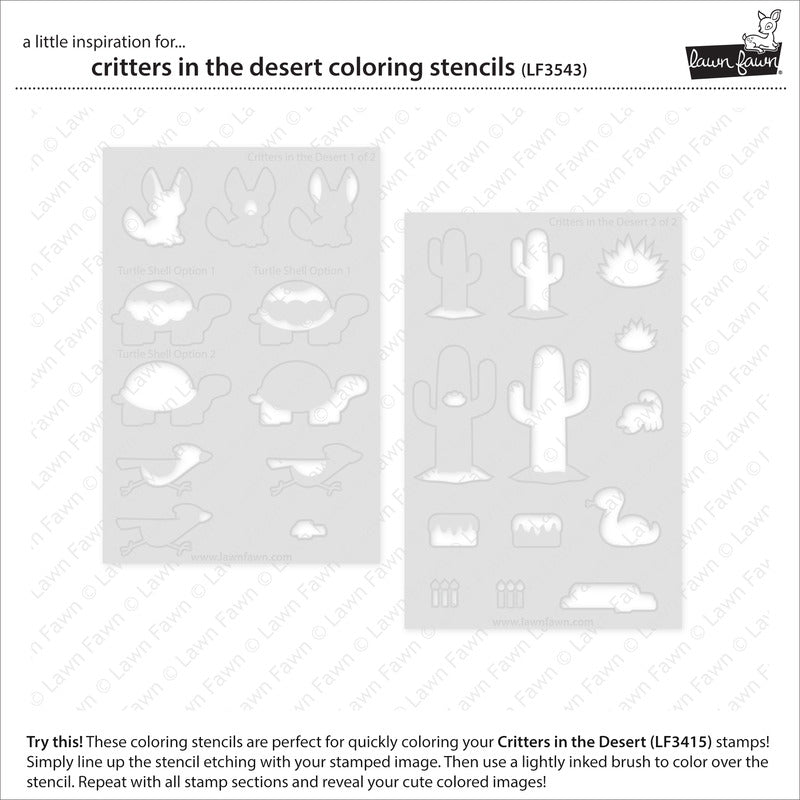 Lawn Fawn; Critters in the Desert Coloring Stencil