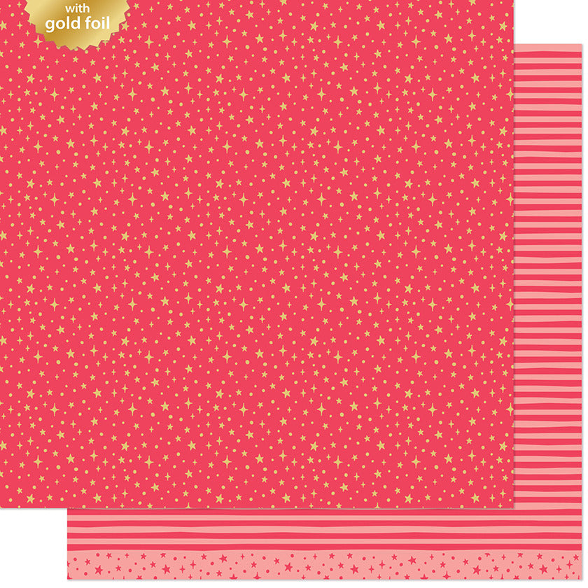 Lawn Fawn, 12X12 Patterned Paper, All the Sparkles - Ruby