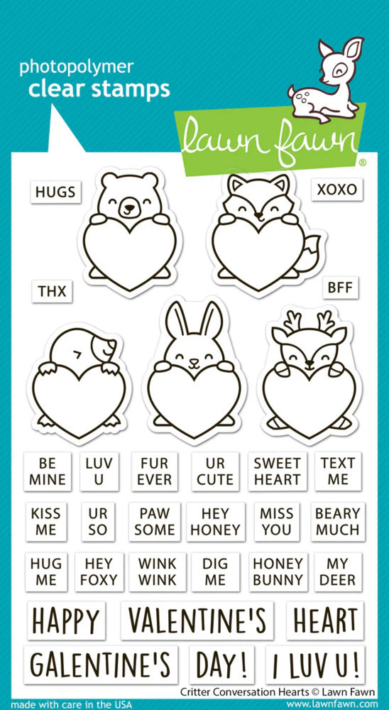 Lawn Fawn, Clear Stamp, Critter Conversation Hearts