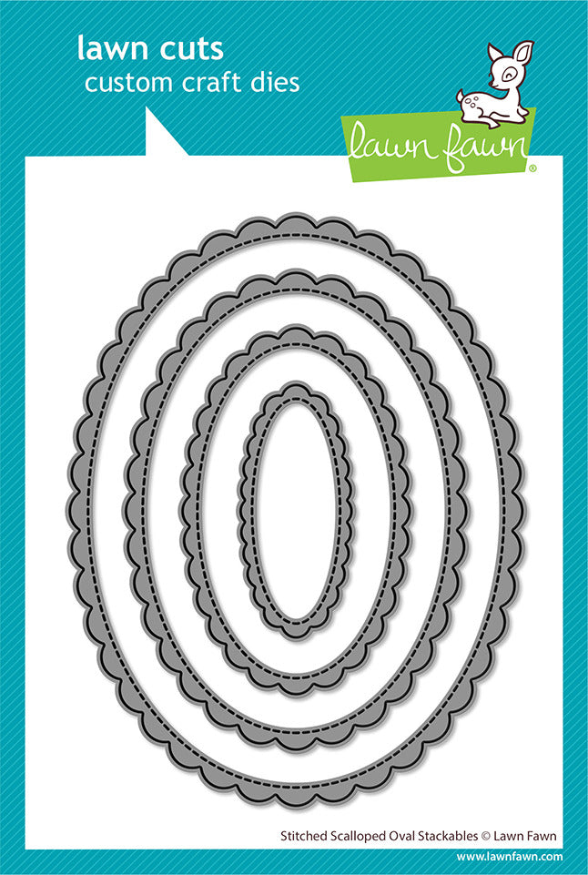 Lawn Fawn, Die, Stitched Scalloped Oval Stackables