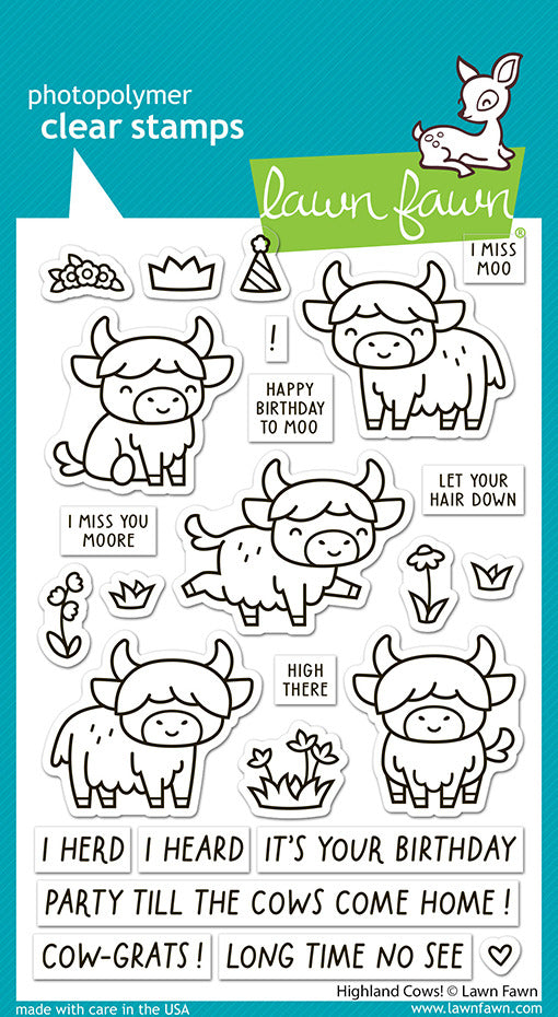 Lawn Fawn, Highland Cows Stamp & Die Set