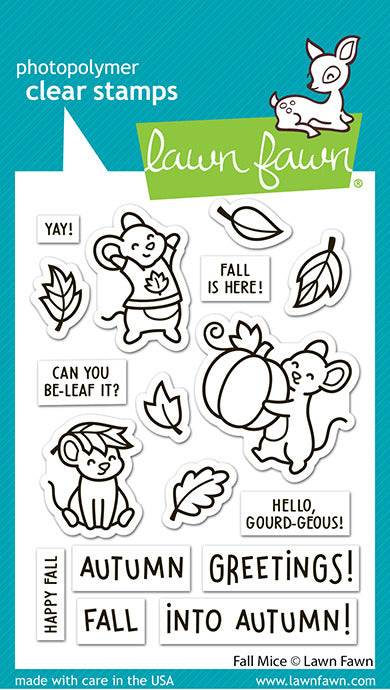 Lawn Fawn, Fall Mice Stamp & Die Set