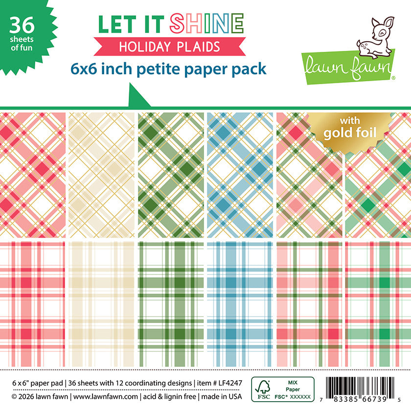 Lawn Fawn, 6X6 Petite Paper Pack, Let It Shine Holiday Plaids