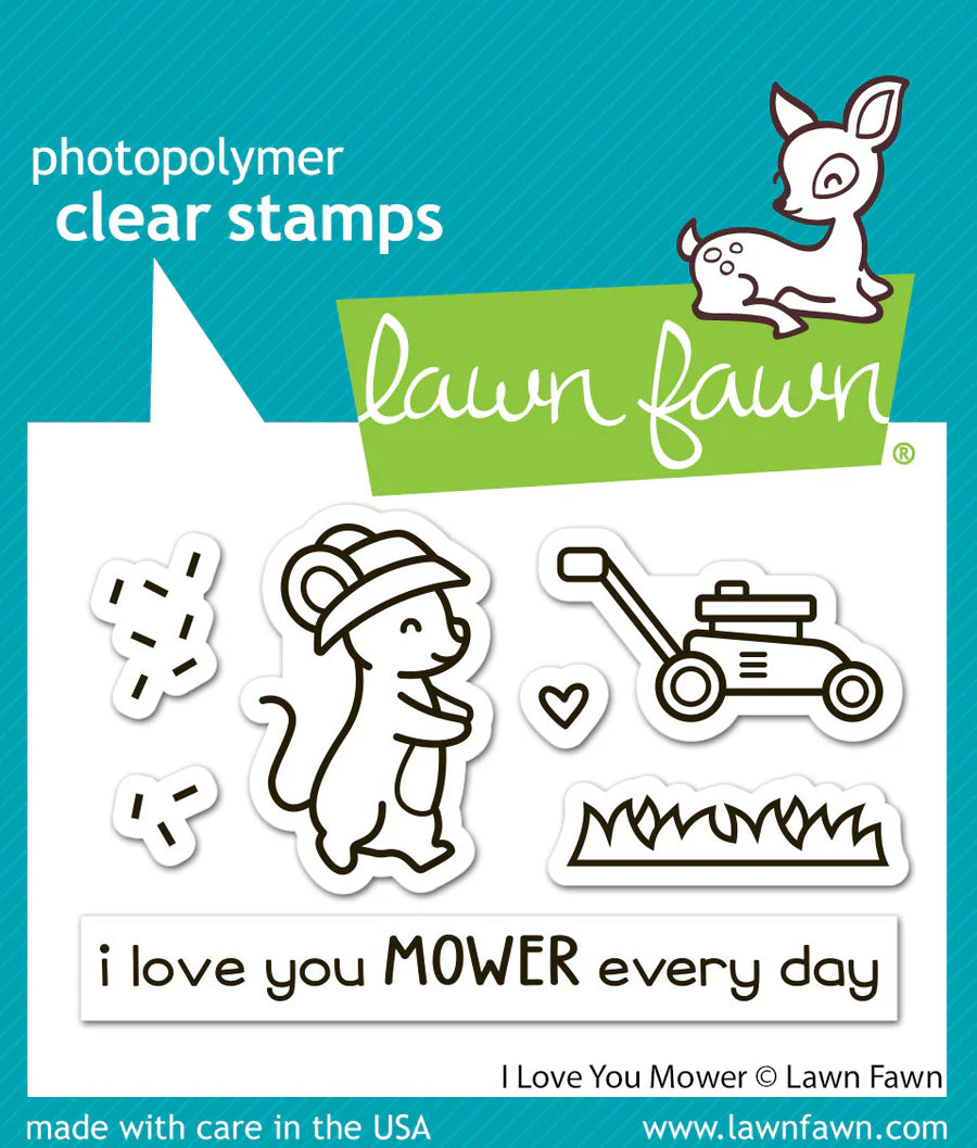 Lawn Fawn, I love You mower  Stamp & Die SEt