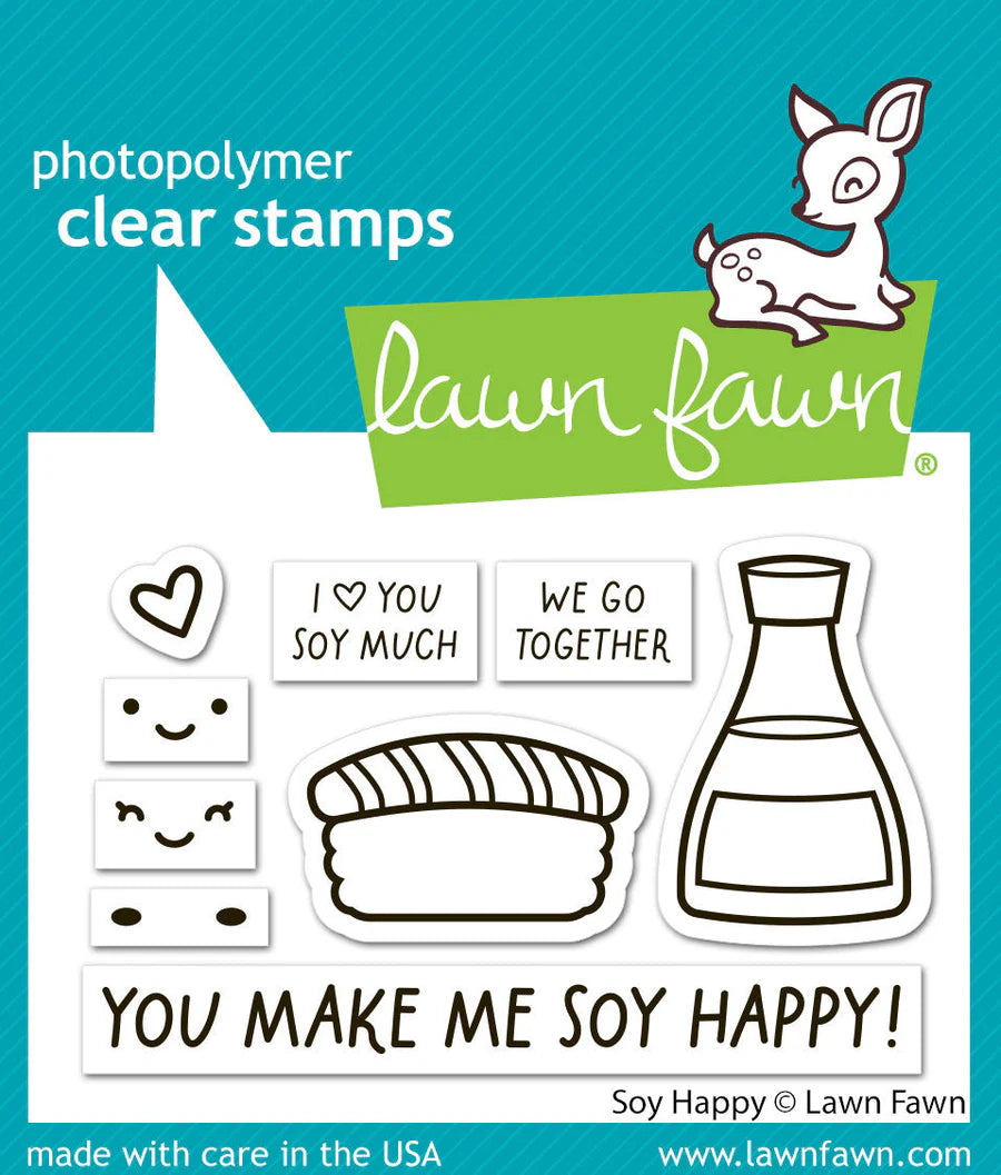 Lawn Fawn, Soy Happy Stamp & Stencil Set