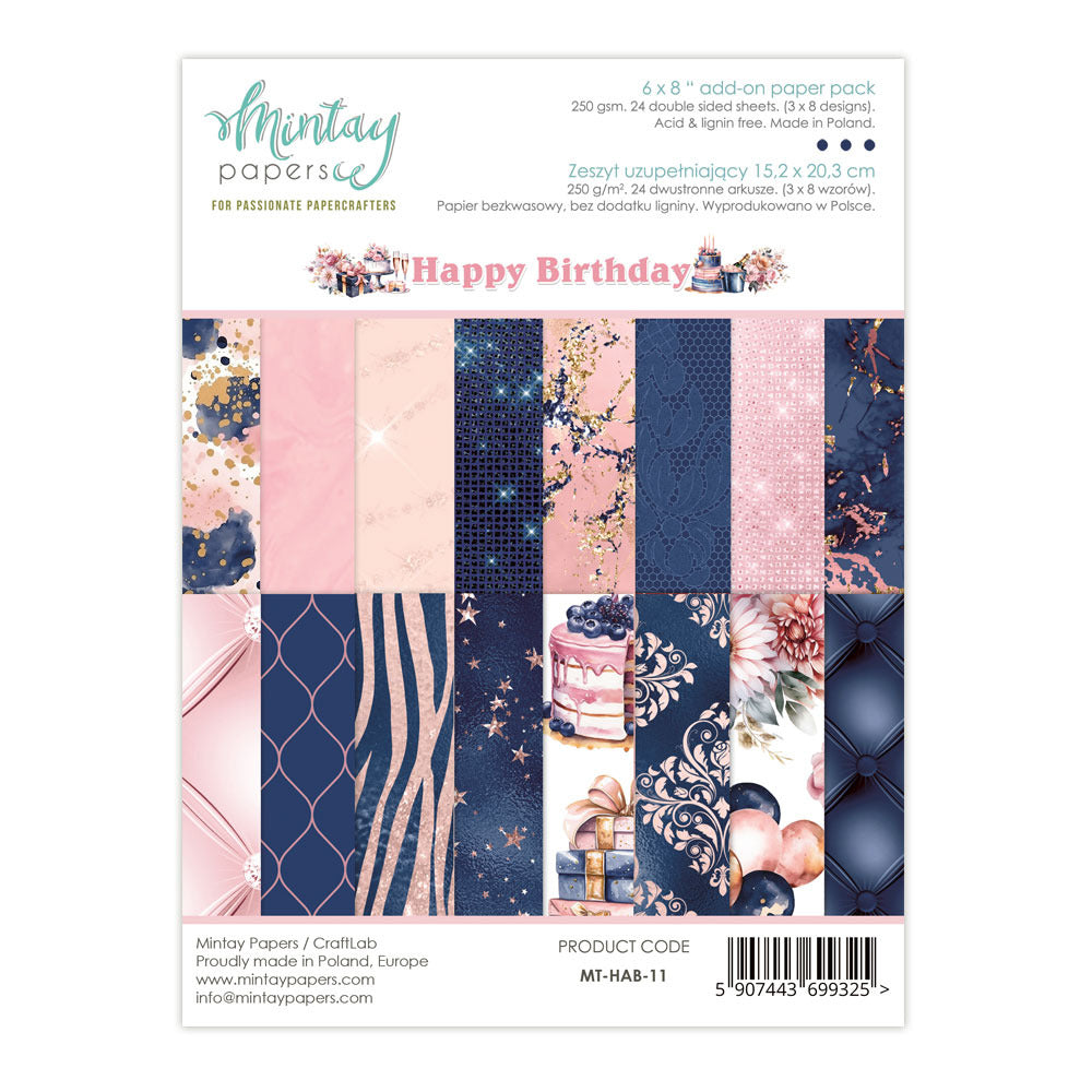 Mintay Paper, 6x8 Add-On Paper Pad, Happy Birthday