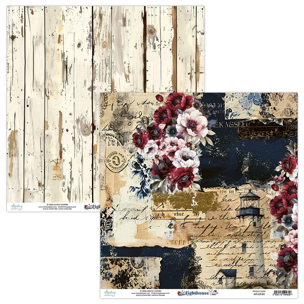 Mintay, 12X12 Patterned Paper, Lighthouse 04