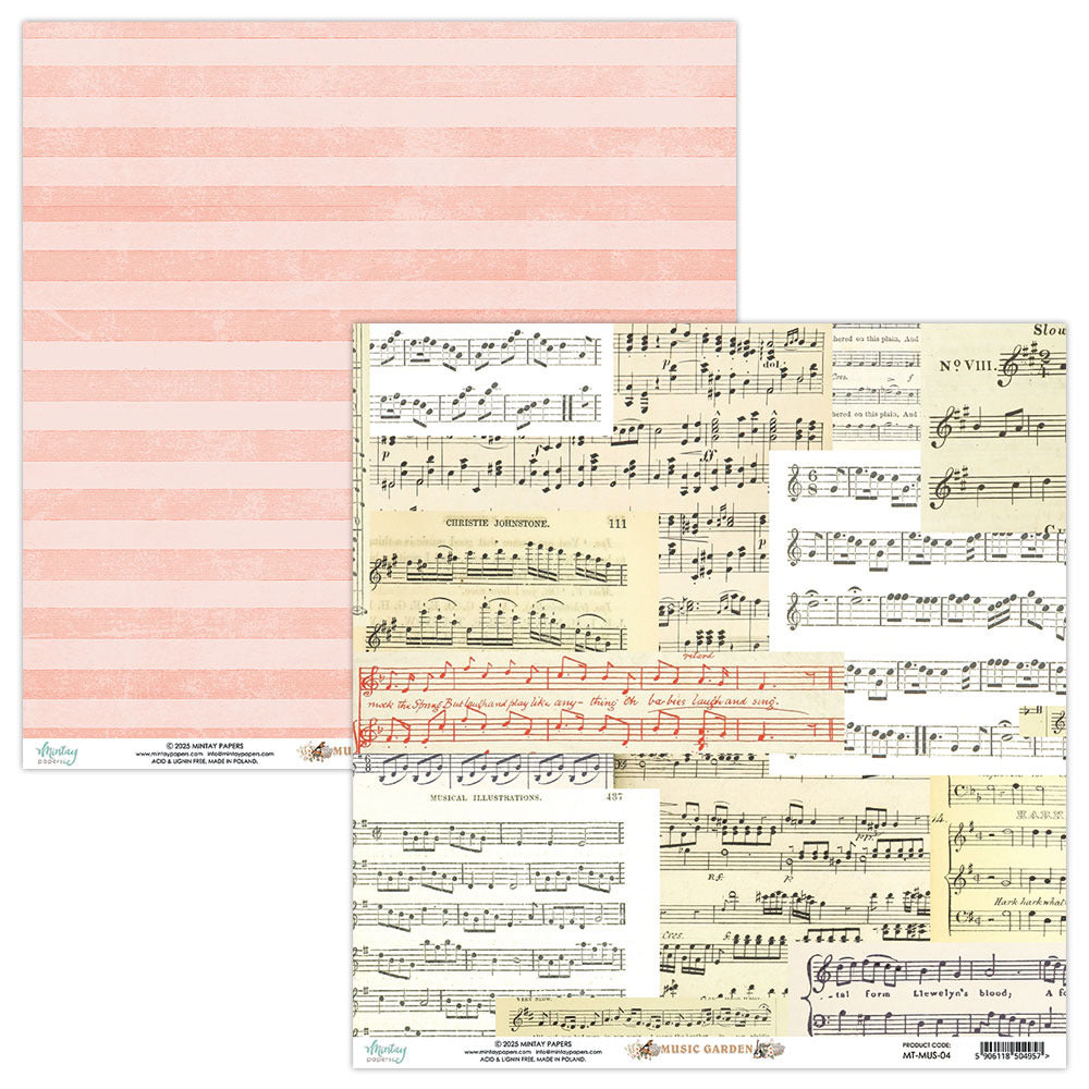 Mintay, 12X12 Patterned Paper, Music Garden 04