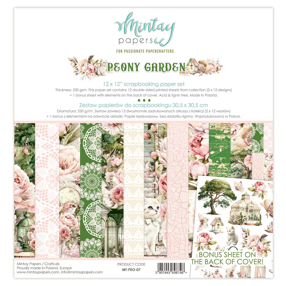 Mintay, 12X12 Paper Set, Peony Garden