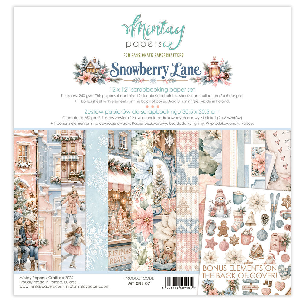 Mintay, 12X12 Paper Set, Snowberry Lane