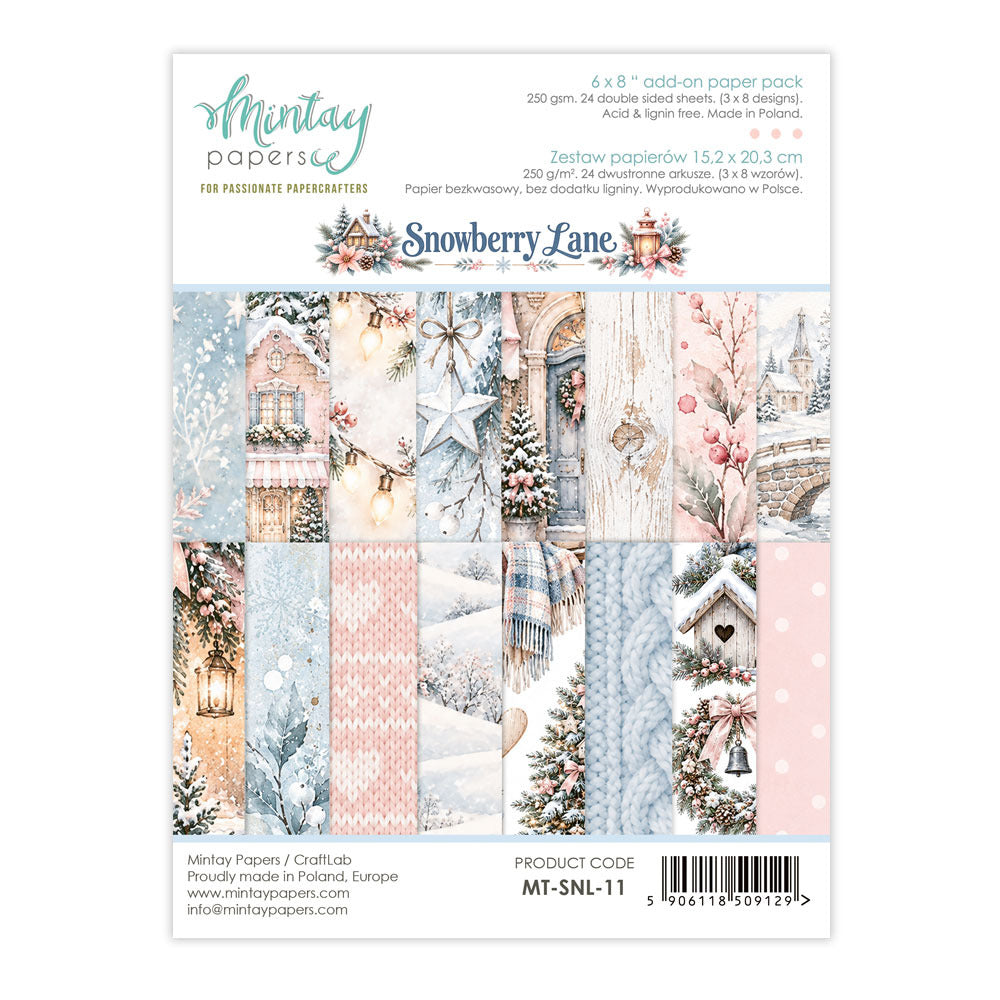 Mintay, 6X8 Add-on Paper Pad, Snowberry Lane