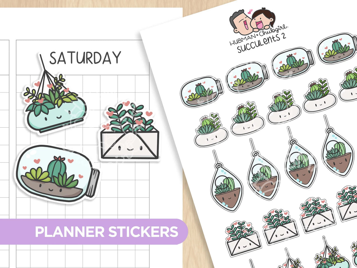 Hubman & Chubgirl Stationary, My Time Planner Stickers- Succulents 2